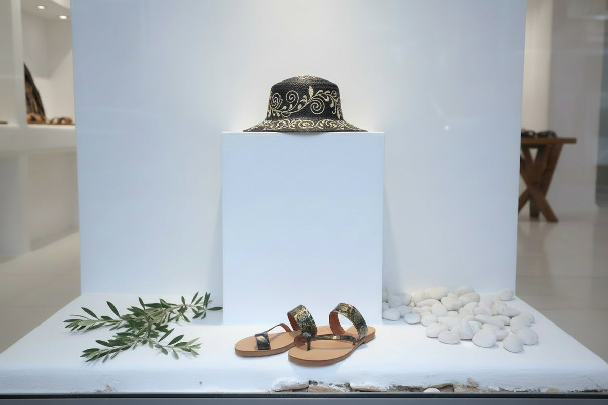Χειροποίητα Γυναικεία Δερμάτινα Σανδάλια με Ζωγραφική Αφροδίτη