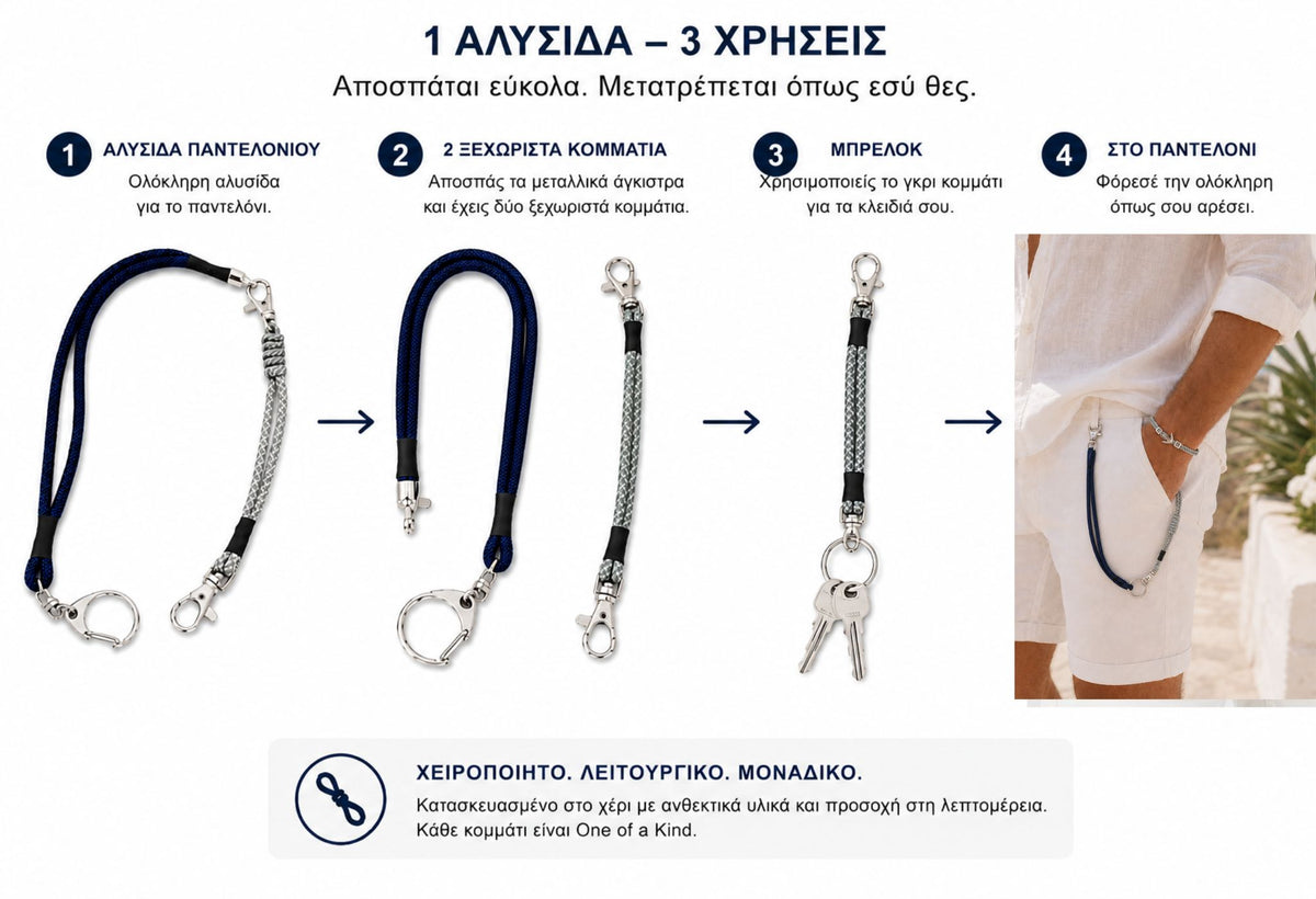 Χειροποίητη Ανδρική Αλυσίδα Παντελονιού Ρότα